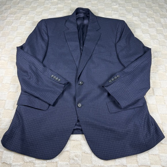 Loro‎ Piana Italy Cremieux Collection Men's Blazer Navy Blue Plaid - Picture 1 of 16
